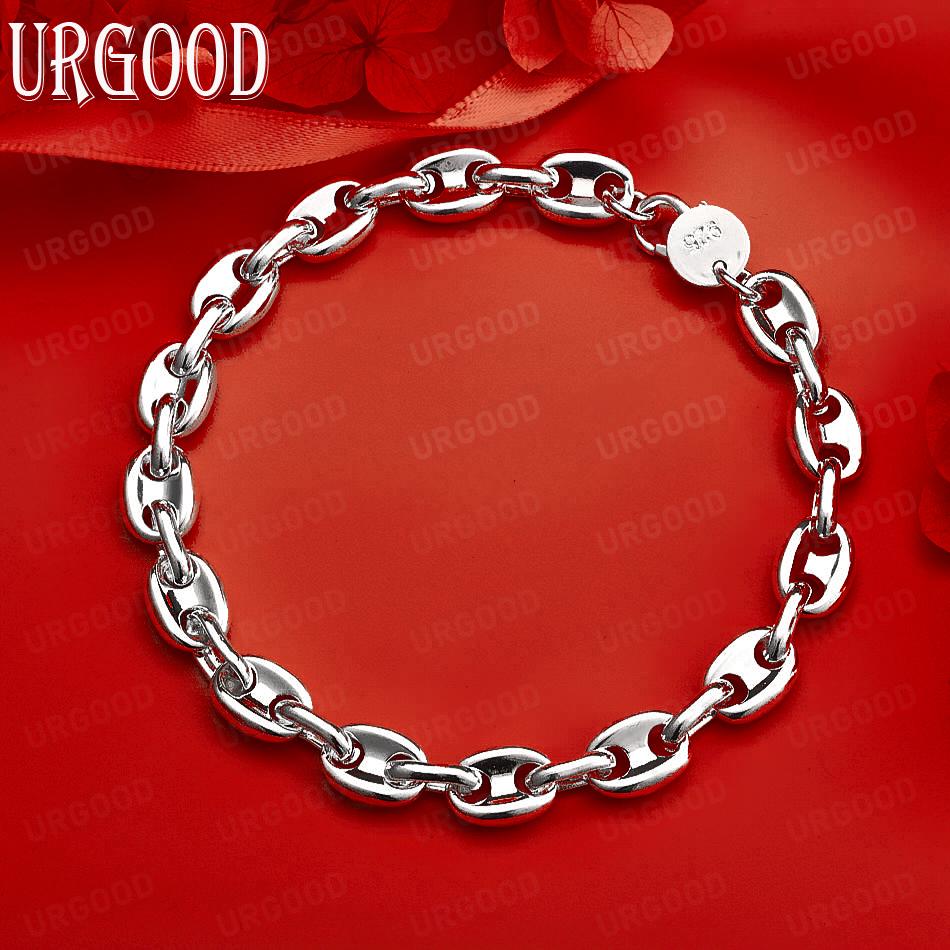 Браслет овальный из стерлингового серебра 925 пробы Модный Подарок Ювелирные изделия 20CM