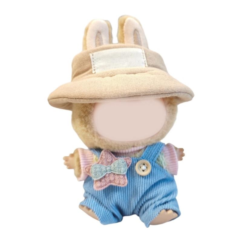 Doll Outfit Set Suspender and Hat For 15cm Figure Doll Soft Polyester Doll Overalls Matching Hat Doll Display Clothing