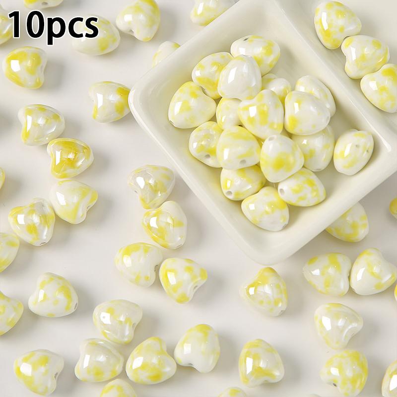 10 ks Keramické korálky ve tvaru srdce DIY Náhrdelník Náušnice Šperky Příslušenství Přívěsky Volné korálky Pro výrobu