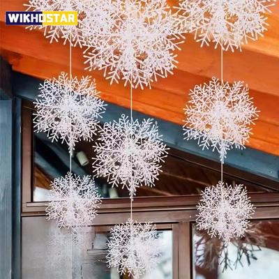 30/60 STÜCKE Weihnachts-Schneeflocken-Ornamente Glitzer Künstliche Weiße Schneeflocke Weihnachtsbaum Hängeanhänger Neujahr Heimparty Dekorationen