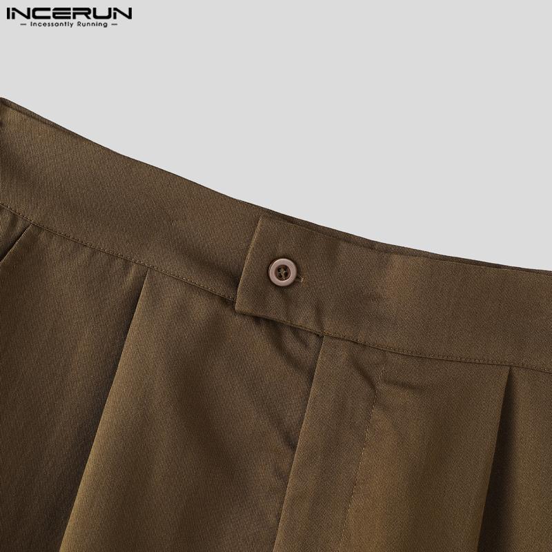 INCERUN Two Pieces Outfits Men Oversized Long Sleeve Blazer Capri Pants Sets Outfits