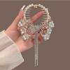 Elegant Tassel Hair Claw Rhinestone Pearl Flower Tassels Hair Clip Women Girl Ponytail Holder Hairpins Fringe Hair Accessories