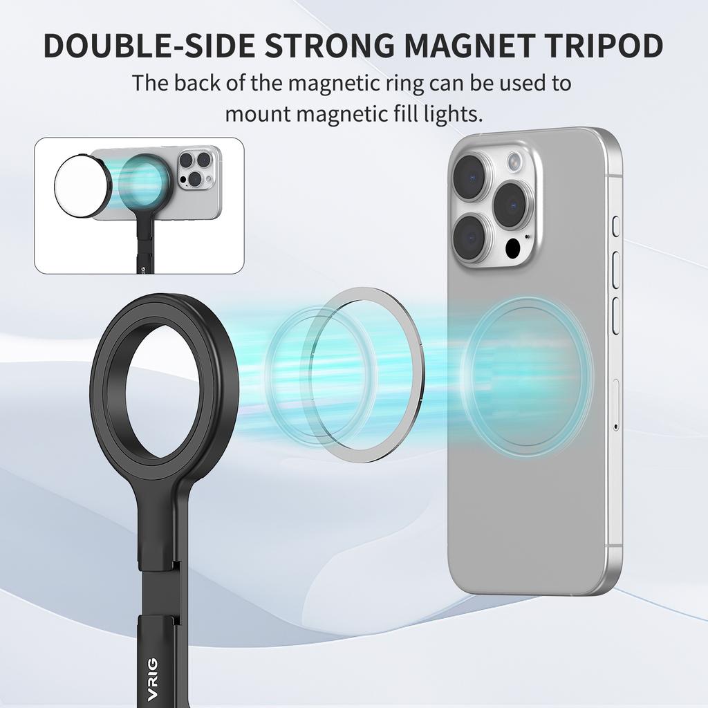 VRIG 360 Degree Rotation Magnetic Phone Mount Multi-function Selfie Stick Photography Tripod