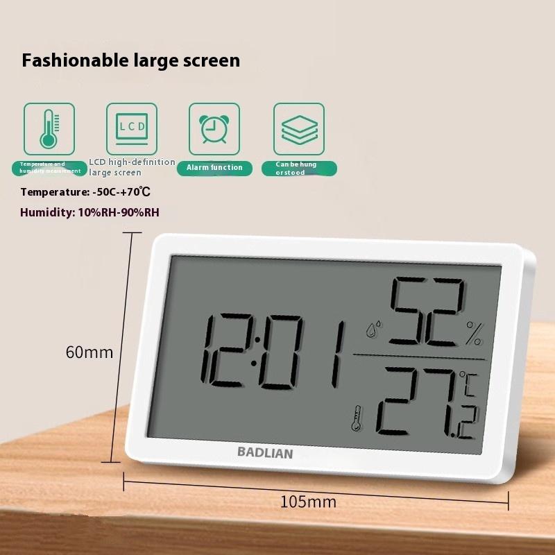 

High Precision Home Digital Temperature Humidity Meter With Alarm Clock ,Mini Lcd Electric Indoortemperature Smiley Face Reminde