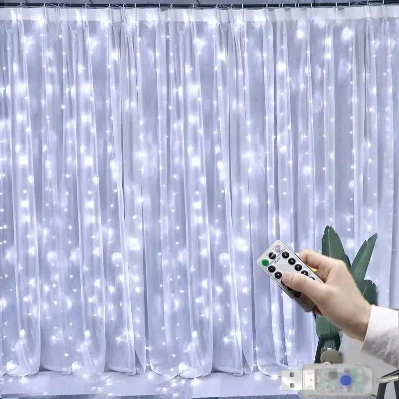 3x1M/3x2M/3x3M LED Fairy Lights Curtain Garland with Remote for Christmas  Year Wedding Party Decoration