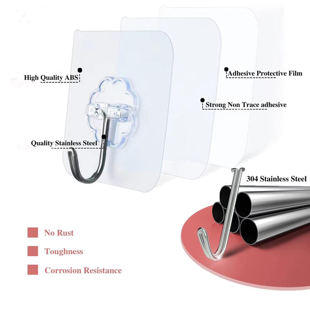 Waterproof And Oilproof Wall Hooks Sticky Hooks For Kitchen Bathroom Shower Door Outdoor Wall Hanging Door Self-adhesive