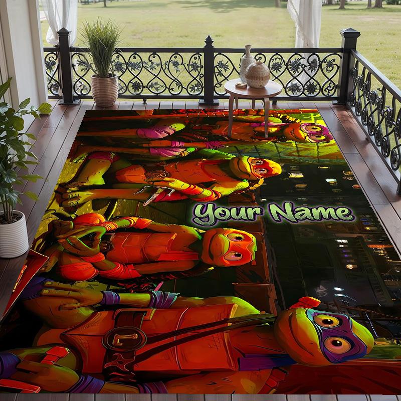 Custom Text Teenage Mutant Ninja Turtles Pattern Floor Rug Soft Indoor Carpet Mat Living Room Bedroom