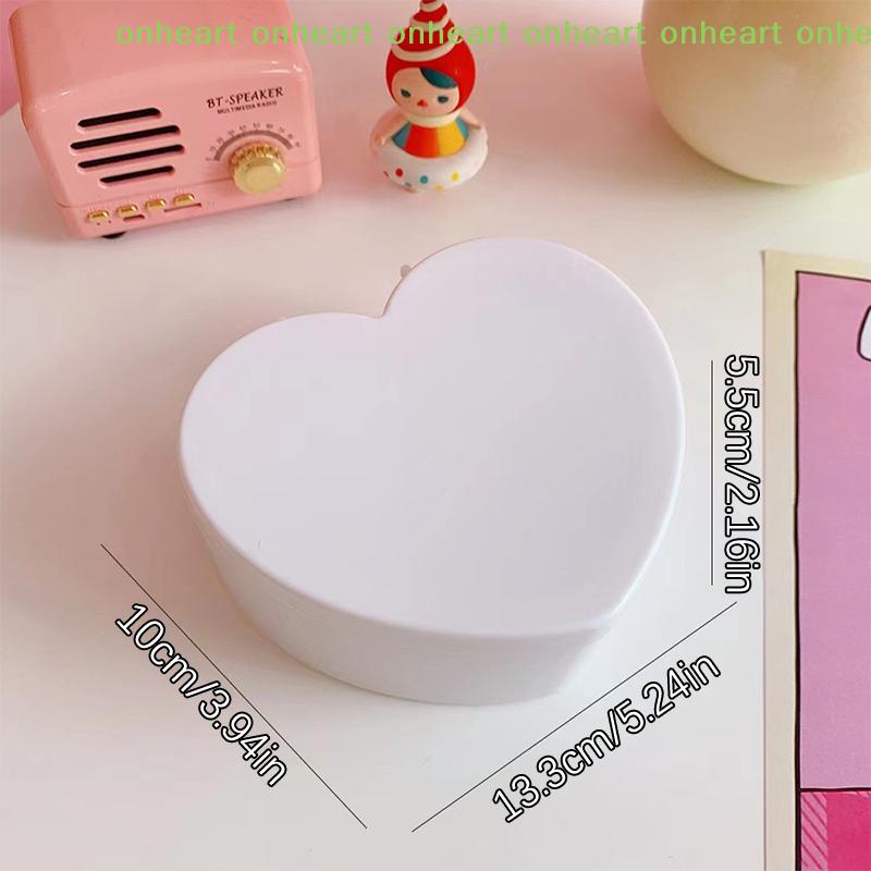 Caja de almacenamiento de joyas con forma de corazón para niña, con espejo, pulseras de plástico rosa y blanco, organizador de banda para el pelo, cajón para niña, exhibición de joyería