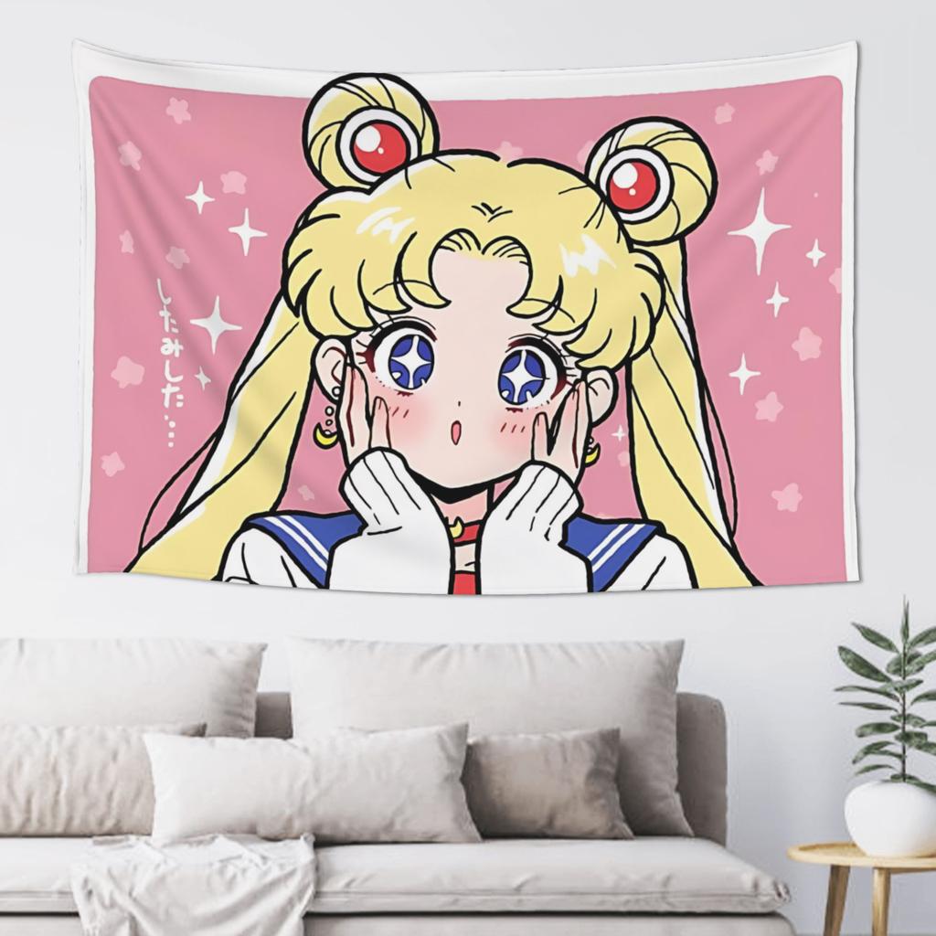 Sailor Moons Cutecore Tapestry Wall Hanging Blanket Tapestry Home Decor Items Wall Decorations