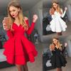 Elegante Vestido de Noche de un Hombro con Escote Profundo en V y Mangas Largas para Mujer