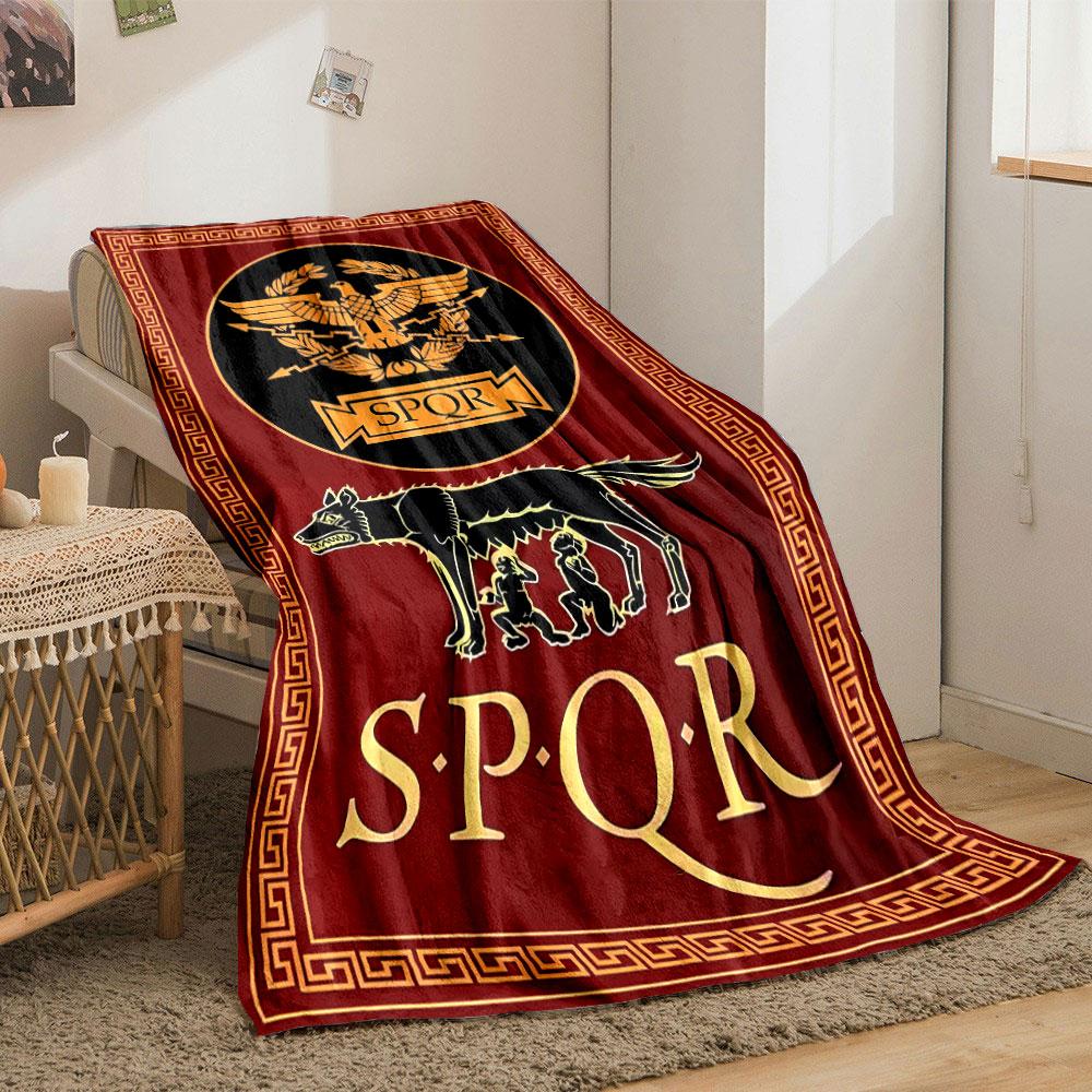 SPQR Roman Empire Themed Blanket with She-Wolf and Legion EagleBlanket for Livingroom Couch lunch break throw for Friend's festival Gift