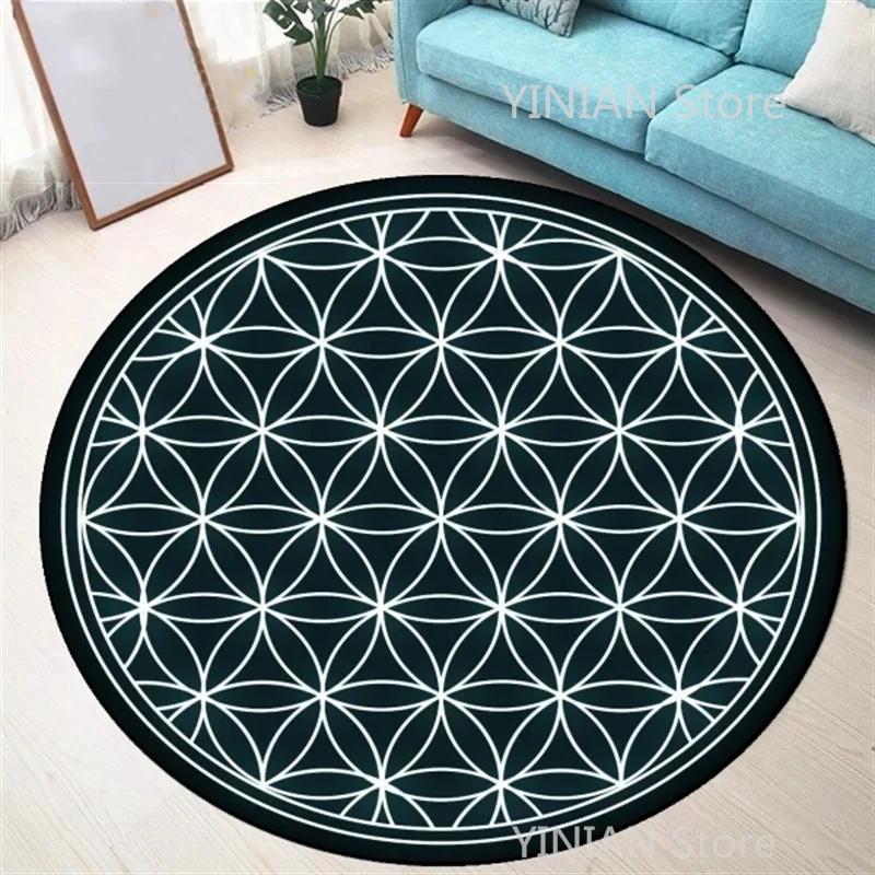 Geometry Round Carpet Cushion Living Room Bedroom Floor Mat Doormat Sofa Computer Chair Area Rug Dropshipping Wholesale