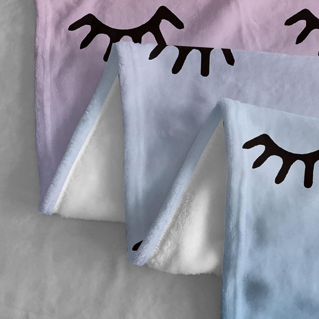 Koc flanelowy drukowany 3D Pogrubiony dwuwarstwowy koc Koc klimatyzacyjny Dziecięcy drukowany wzór rzęs Koc do sypialni do domu