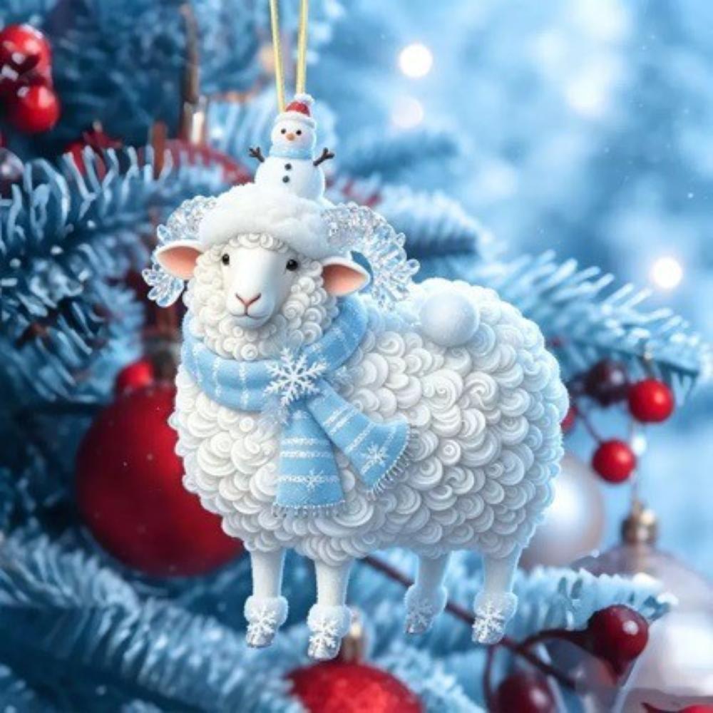 Cartoon Christmas Tree Ornament Hanging Pendant Holiday Decor Durable Sheep Ornament Home