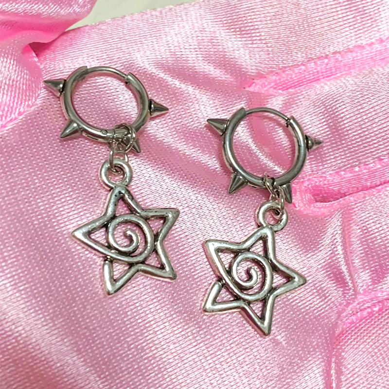 Moda coreeană Cercei cu stea drăguț cu vârtej Charms gotici Cercei cu nituri pentru femei Bijuterii punk Grunge Accesorii vintage Cool