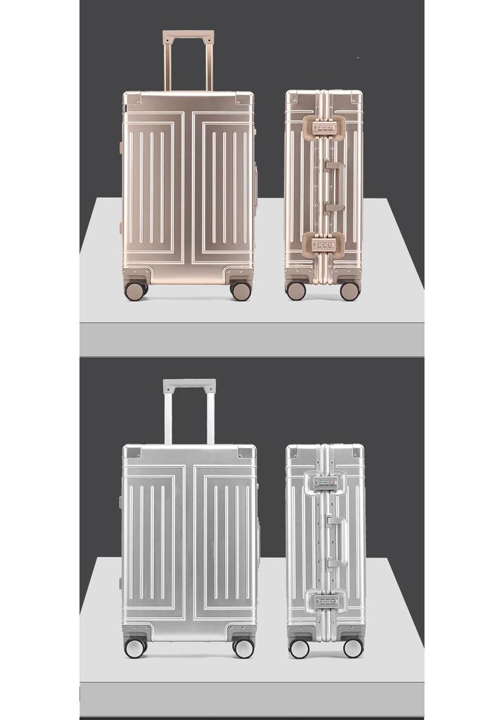 Manai Aluminum-Magnesium Alloy Trolley with Universal Wheels, Metal Luggage for Men, Women, Students, and Business Travel