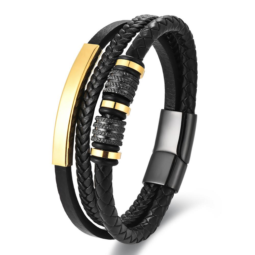 Braided Leather Men Bracelet Magnetic Clasp Trendy Hand Chain Fashion Jewelry