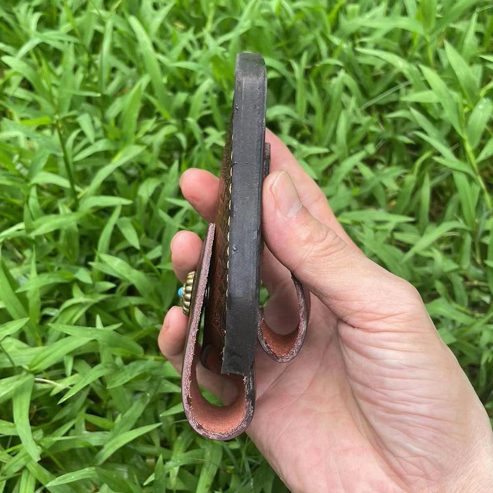 15 CM Folding Knife Holder Two Layers Cowhide Scabbard Universal Knife Cover Scabbard for Pocket Knife Holsters with Belt Buckle
