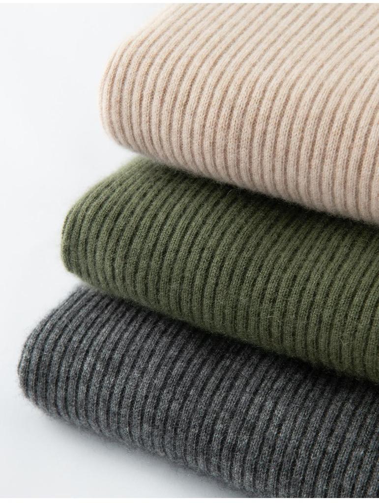 Women's Autumn/Winter 2026 Half-Zip Cashmere Sweater - Lapel Vertical Stripe, Gentle Style Loose Slimming Knitwear