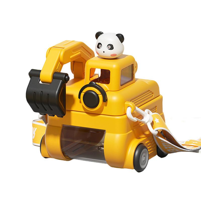 

Small excavator children s water cup cute toy cup high temperature resistant plastic cup outdoor portable straw cup baby kettle 500ML