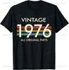 Vintage 1976 All Original Parts Was Born In 1976 Tshirt Print Original Design Gifts T Shirts Unisexs Clothing Camiseta