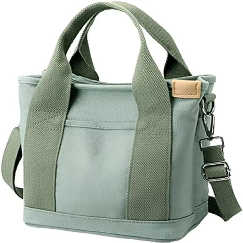 Damen Canvas Lunchtasche mit großer Kapazität und mehreren Fächern – Ideale Umhängetasche für Büro oder Mütter.