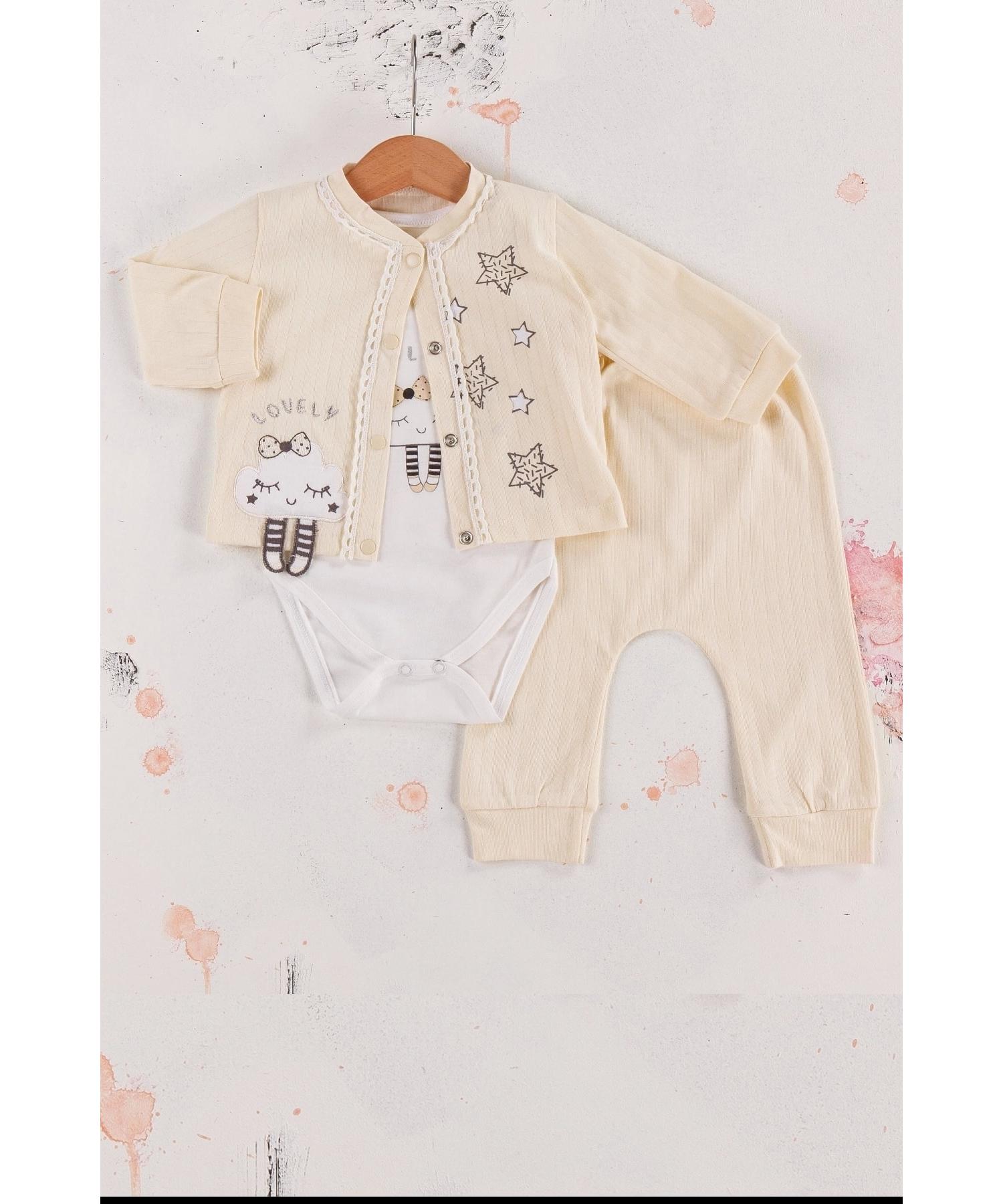 

Комплект из трех предметов кардигана с милым звездным узором для девочки