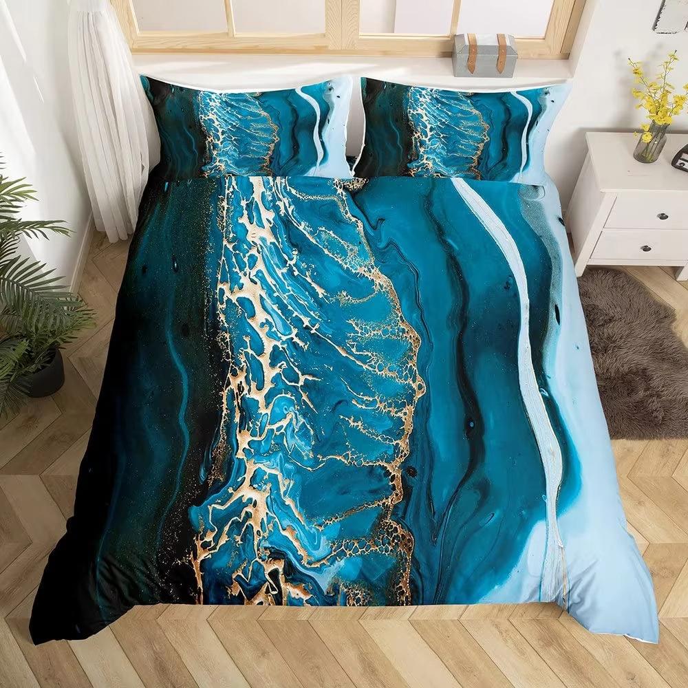 Art Fluid Pattern Down Quilt Cover Set Bedding Set Quilt Cover Three-piece Set 135*200cm
