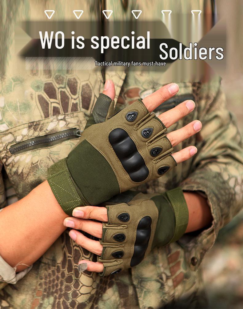 Men's Tactical Half-Finger Gloves: Shock Absorption, Camouflage, for Training, Cycling, Motorcycle, and Outdoor Safety.