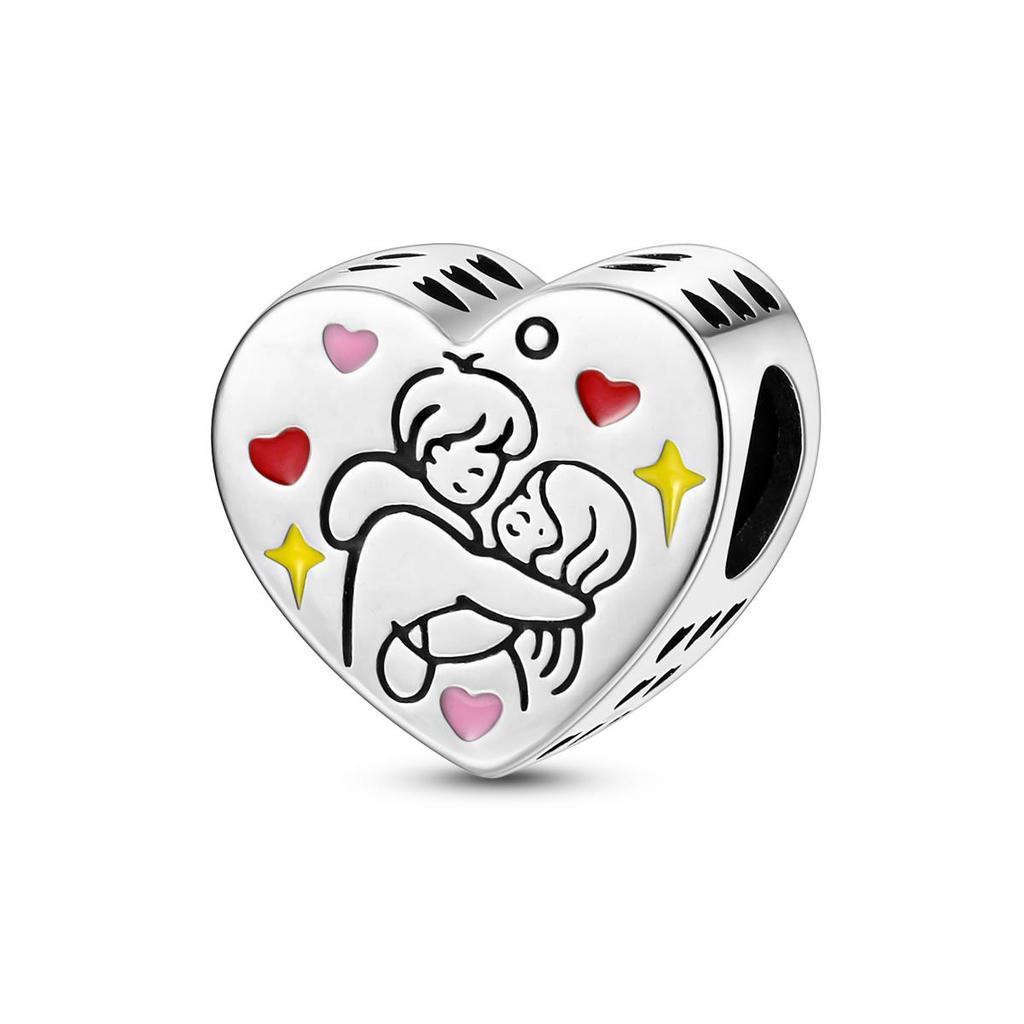 Copper Plated Charms Beads Heart Shape Balloon Carnation Pendant For Woman Fit Original Bracelet Jewelry Making