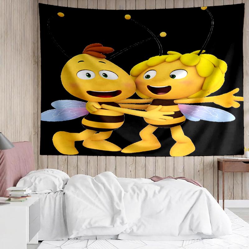 Maya the bee Print Tapestry, Backdrop, Easy Setup, Ideal for Bedroom, Office & Living Room, with Aesthetic Wall Hanging Decor.