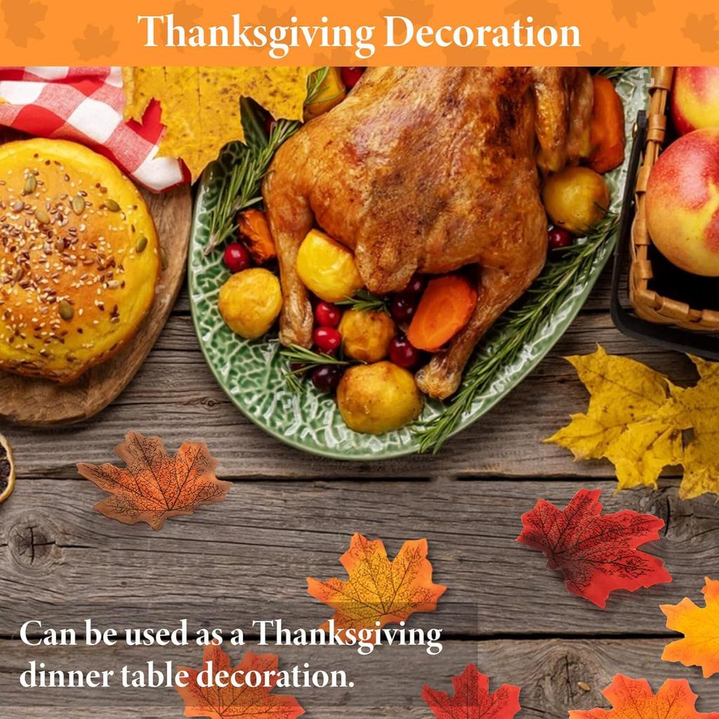 MAQIHAN 350PCS Fall Maple Leaves - Autumn Fall Maple Leaf Garland hojas de otoño para decorar Foliage Artificial Table Decoration Faux Fake Loose