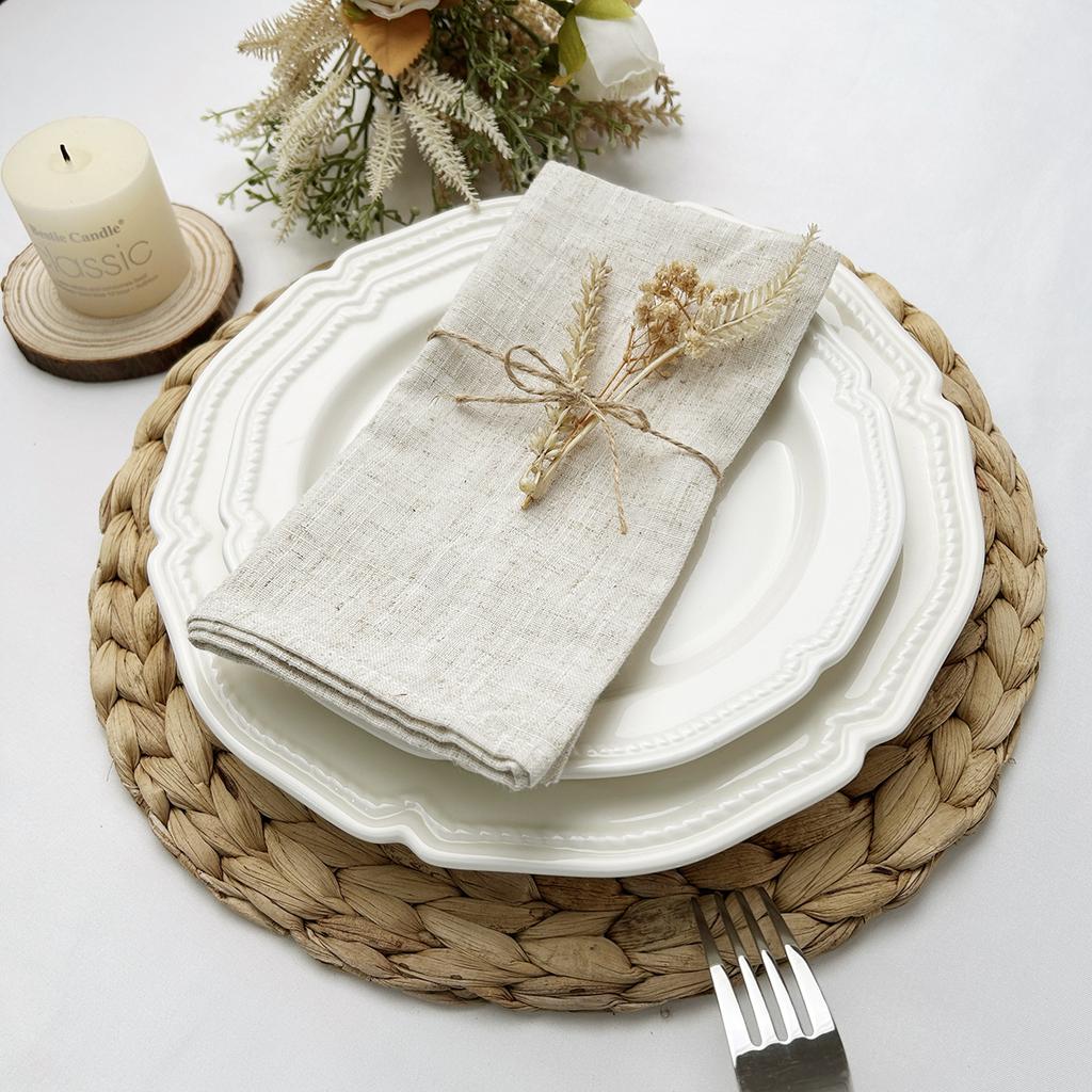 Set Of 6/10/12 30x30cm Linen Napkins, Durable Polyester Thickened Reusable Wedding Chrismas Dining Table Decorations