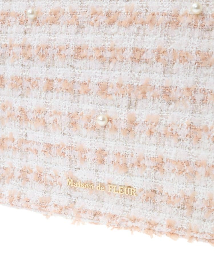 Maison de FLEUR Tweed Square Tote M Bag, Beige, 8A43F0J3300