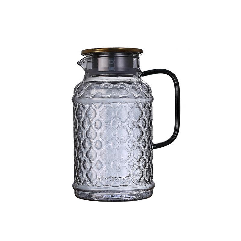 Glass High Temperature Resistant Large Capacity Cold Water Kettle Household Summer Refrigerator Water Storage Bottle Juice Cup Cool White Teapot Set