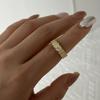 Delicate Textured Flower Copper Ring Set for Women Sweet Cubic Zirconia Faux Pearl Baguette Open Ring Party Jewelry Gift