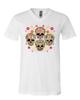 4 Cute Sugar Skulls V-Neck T-Shirt Calaveras Dia De Los Muertos Mexico Tee