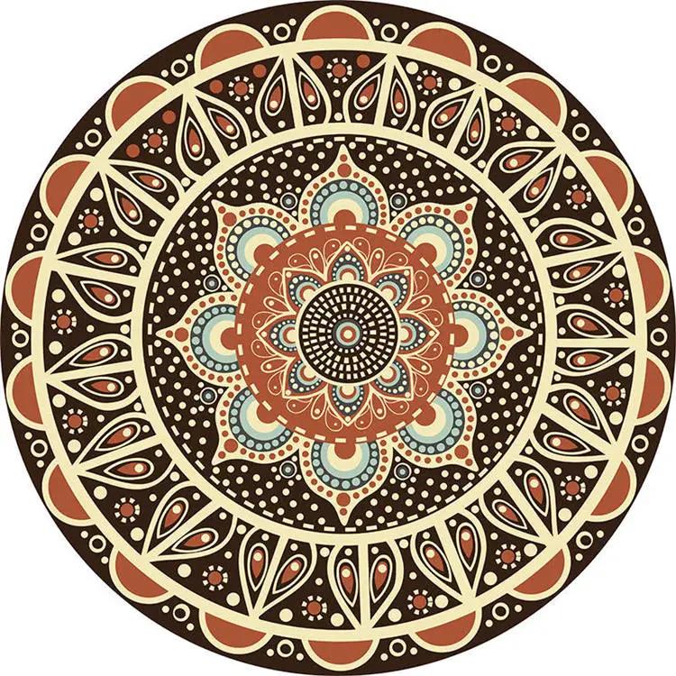 

Crystal velvet carpetNew Ethnic Persian Mandala Round Rug Floor Mat Cloakroom and Yoga Non-slip Living Room 120cm