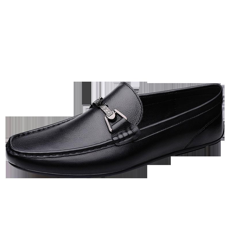 Four Seasons Men s Genuine Leather Slip-On Moccasins - Casual Korean Style Driving Shoes 43