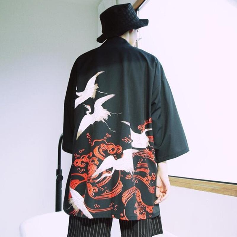 Herren japanische Kimono-Strickjacke, Herren-Samurai-Kostüm, Kleidung, Kimono-Jacke, Herren-Kimono-Shirt