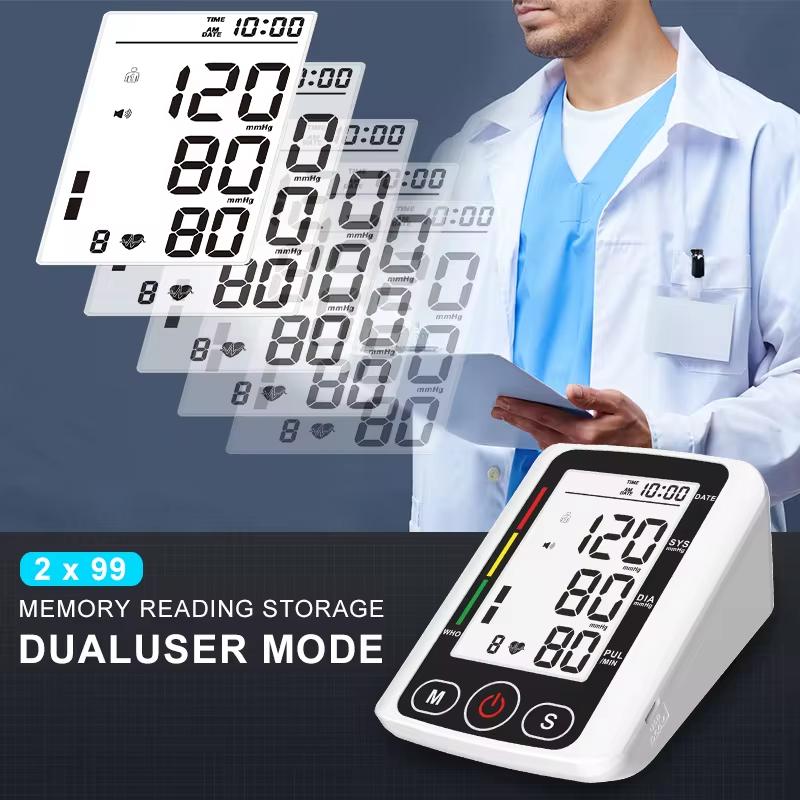 Portable Blood Pressure Monitor with LCD Screen Digital Wrist Blood Pressure Monitor Heart Rate Pulse Monitor Home Use Measurement