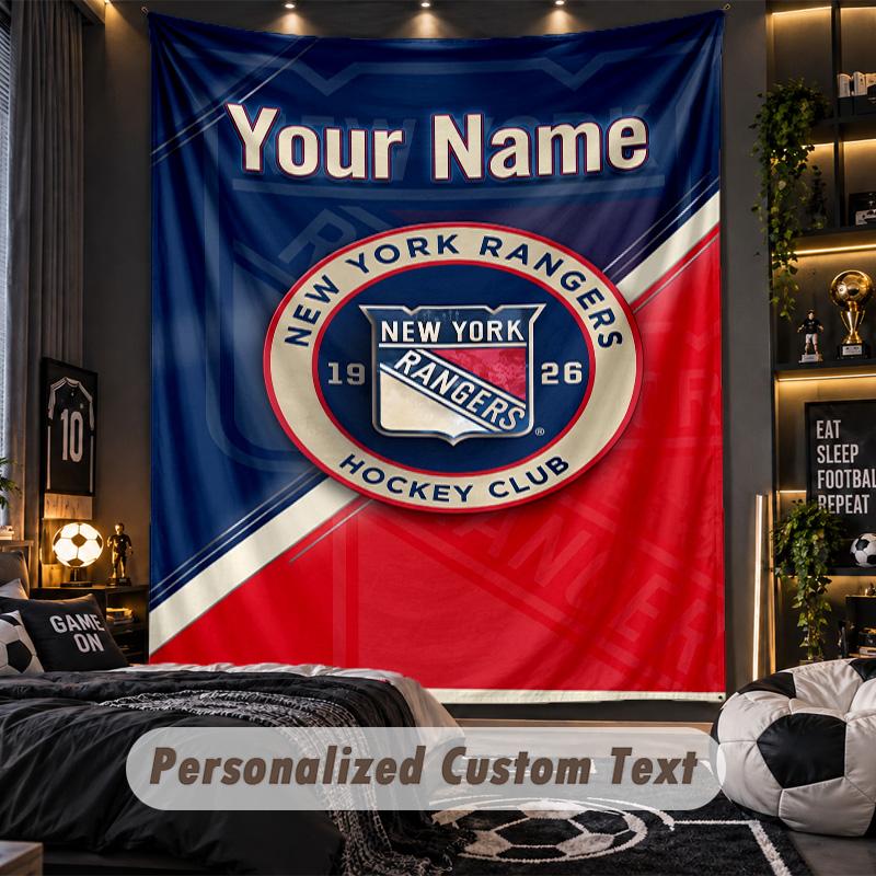 TapestryNew York Rangers Custom Name Text Personalized Wall Hanging Tapestry Home Wall Decor