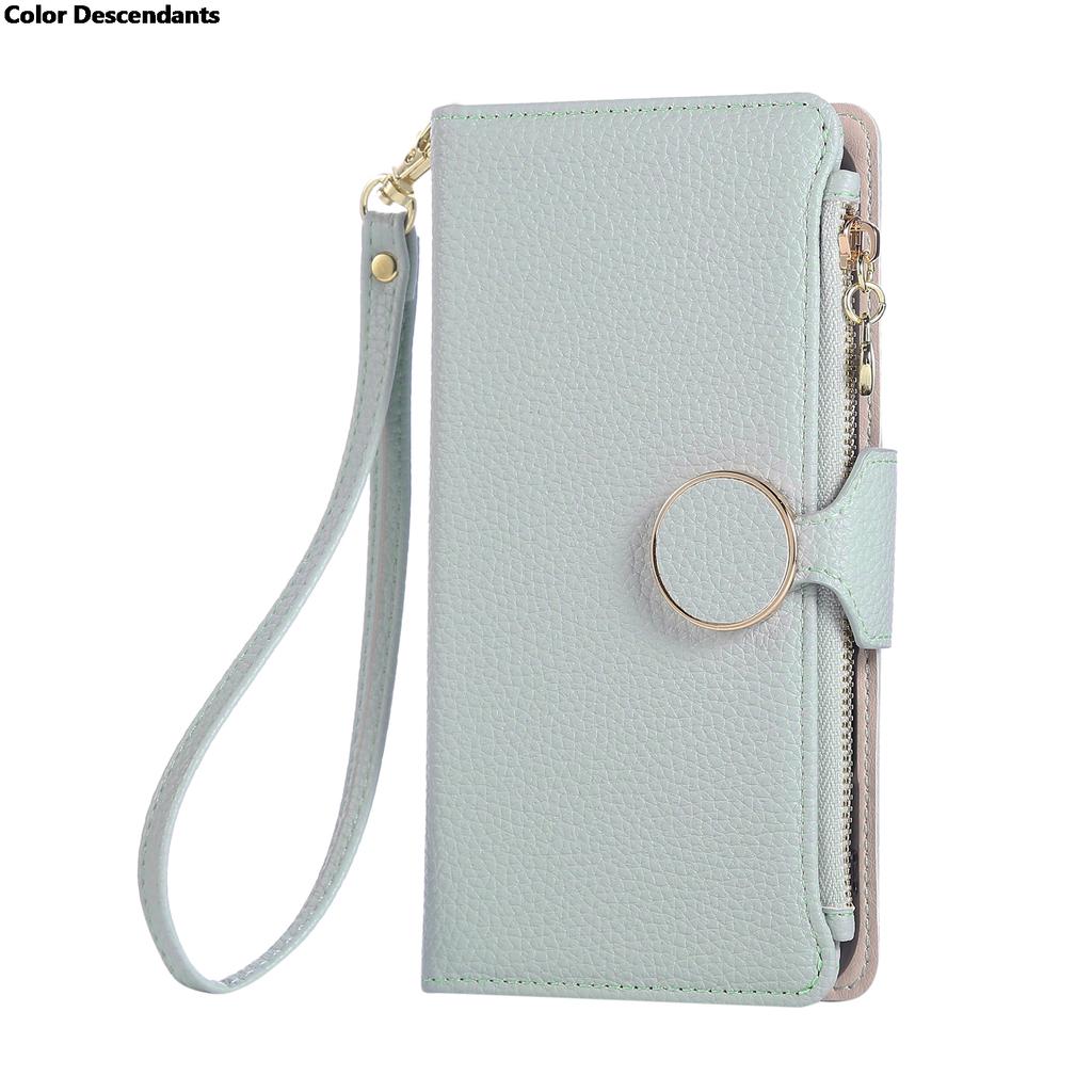 Wrist Strap Zipper Case For Vivo Y22S Y22 Y21 Y20 Y19S Y18 Y17 Y16 Y15 Y12 Y11 Y10 Y04 Y03 Flip Stand Multi 3 Cards Leather Cove