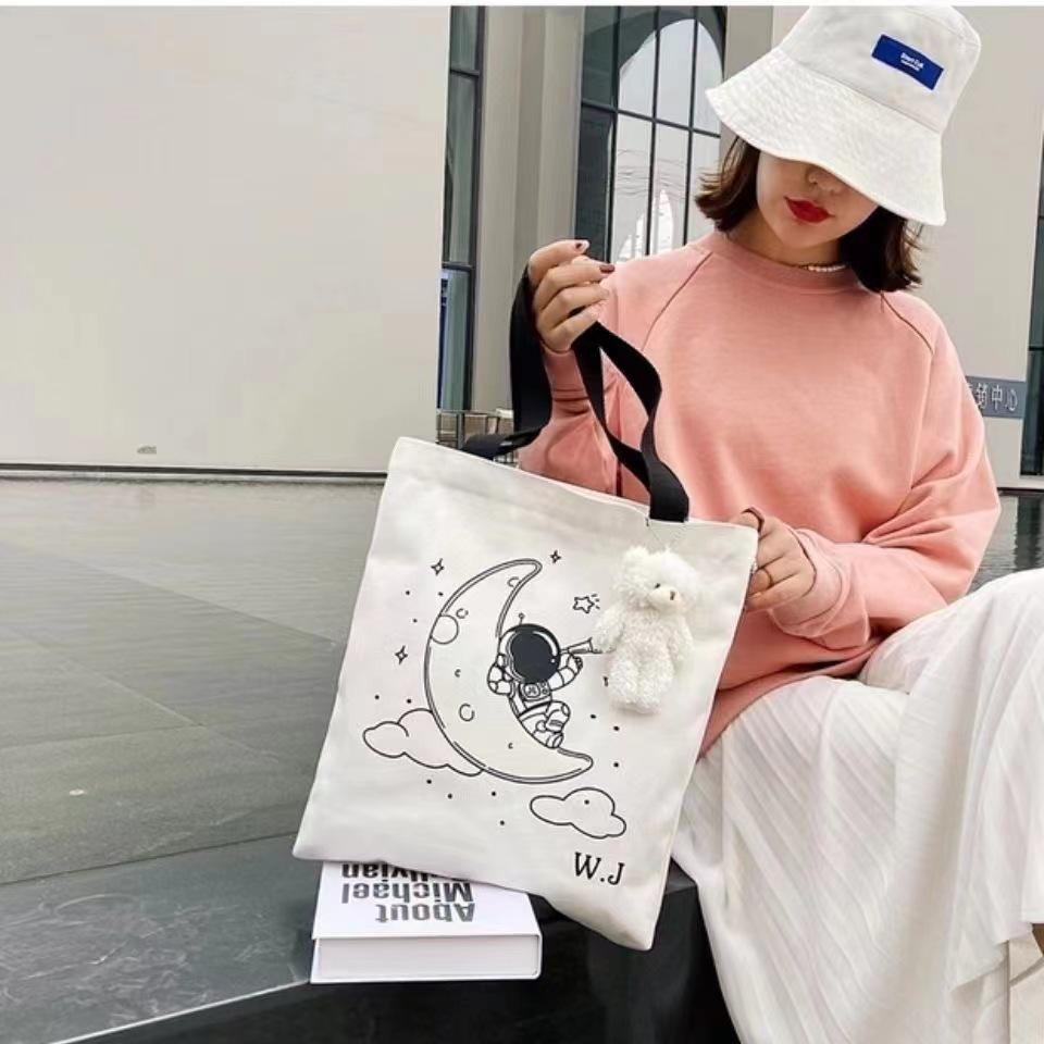 2022 New Women's Large-Capacity Single Shoulder Canvas Bag with Zipper - Simple Japanese Ins Style for Students