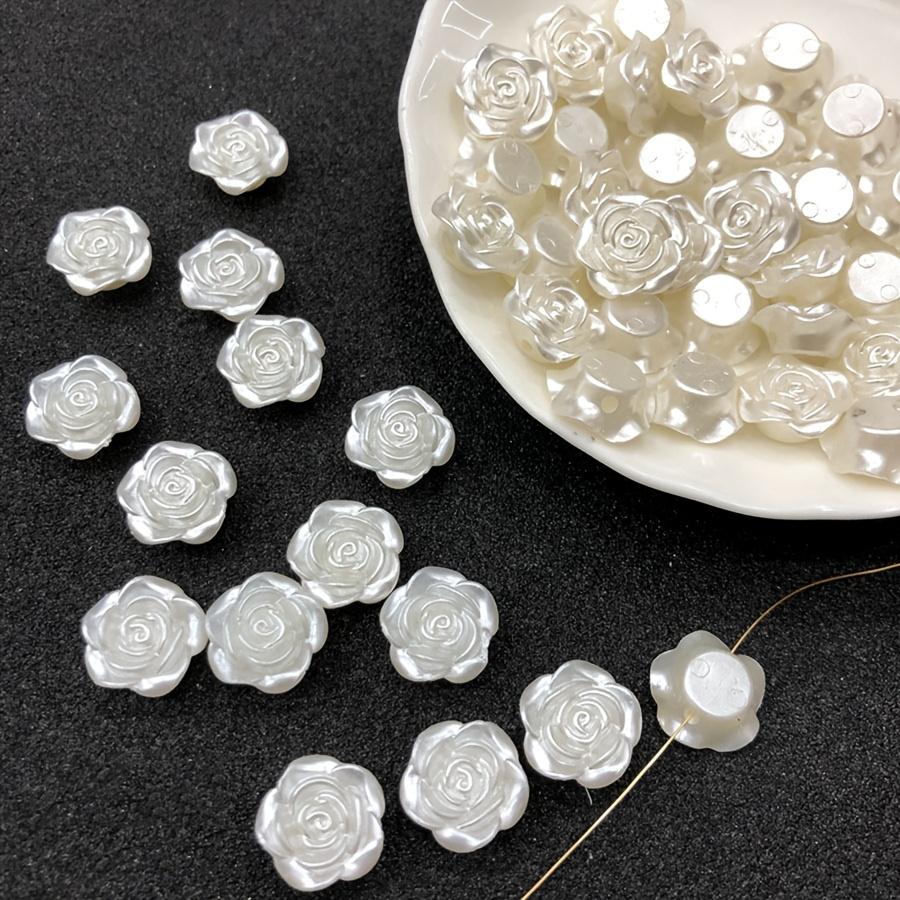 20 pezzi 16mm Perle Rosa Fiore Camelia Bianco 3D Bottoni da Cucito per Realizzare Orecchini Fai da Te Collana Braccialetto Vestito Fermacapelli ZSY