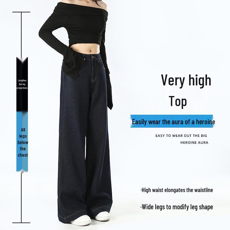 High-Waisted Slimming Denim Wide-Leg Jeans for Women - Autumn/Winter 2025