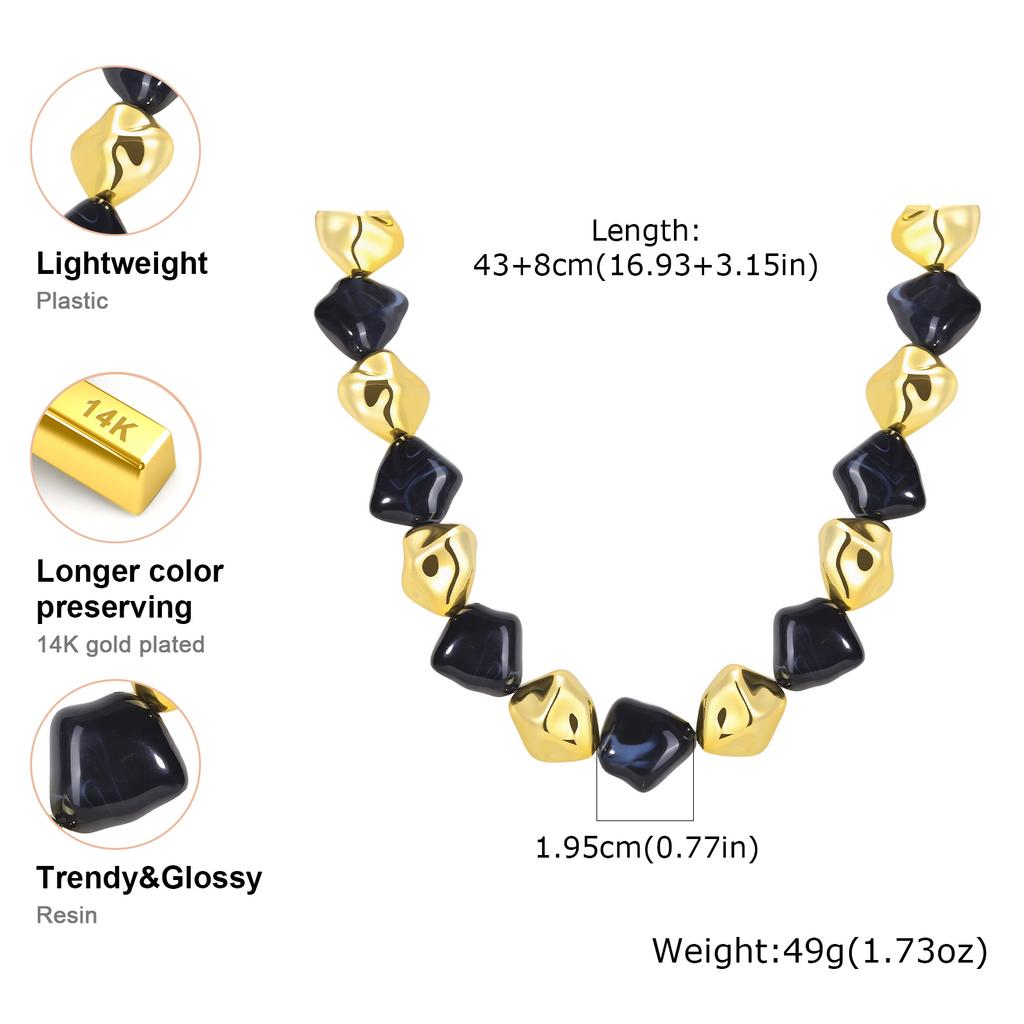 Vintage Boho Colorful Acrylic Irregular Bead Chain Necklace for Women, Geometric Resin Handmade Necklace, Fashion Jewelry Set
