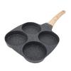 Aluminum 4 Cup Egg Frying Pan Non Stick Egg Cooker Pan Pancake Pan Easy Clean Wooden Handle For Gas Stove Induction Cookware