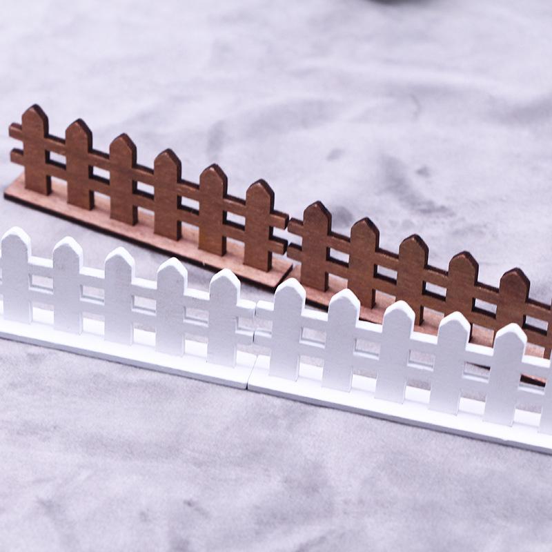 5Pcs 8*3cm Mini Wooden Fence DIY Miniature Fairy Garden Wood Barrier Dollhouse Showcase Craft Home Decoration Accessories