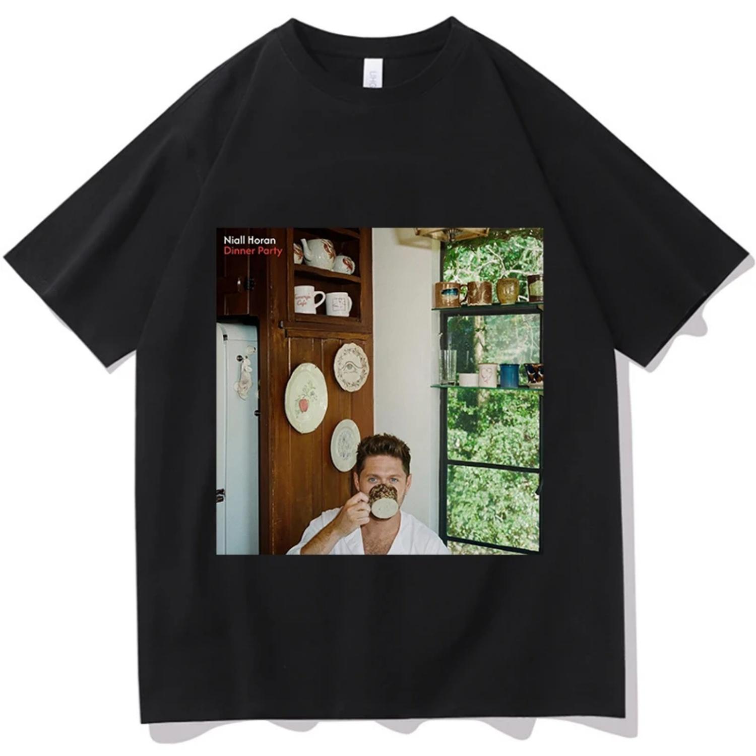 

Niall Horan Dinner Party Tour 2026 Merch T-shirts Men Women Summer Cotton Clothing Casual Fashion Round Neck Short Sleeved Tee S чёрный